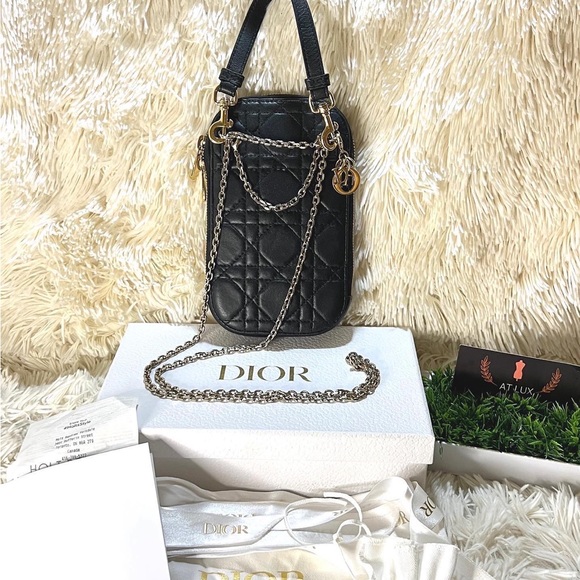 SOLD Authentic CHRISTIAN DIOR LADY DIOR PHONE HOLDER - Picture 1 of 8